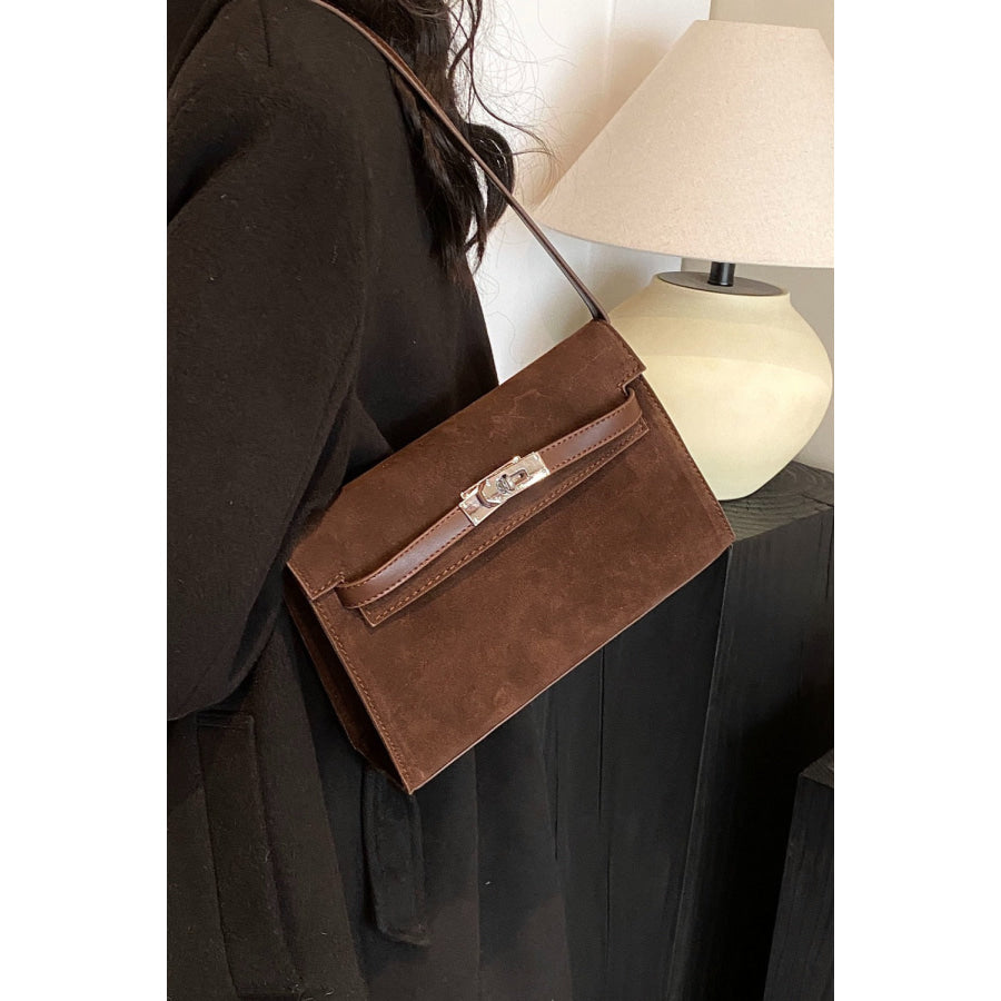 Suede PU Leather Strap Shoulder Bag Apparel and Accessories