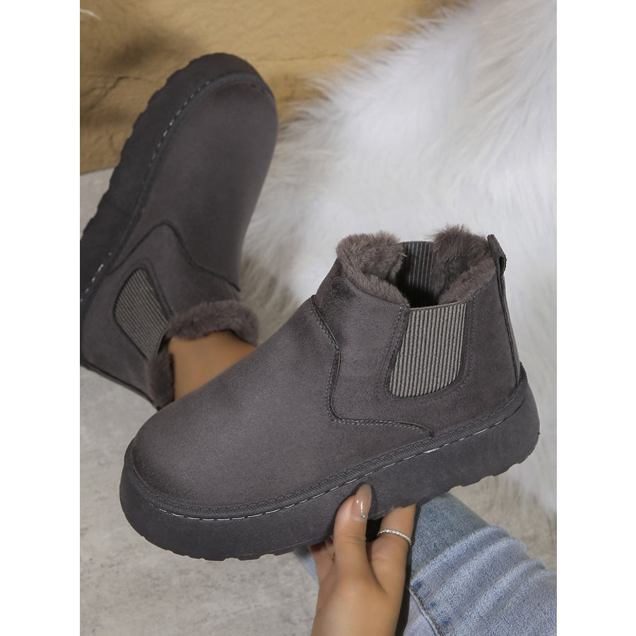 Suede Round Toe Platform Boots Apparel and Accessories