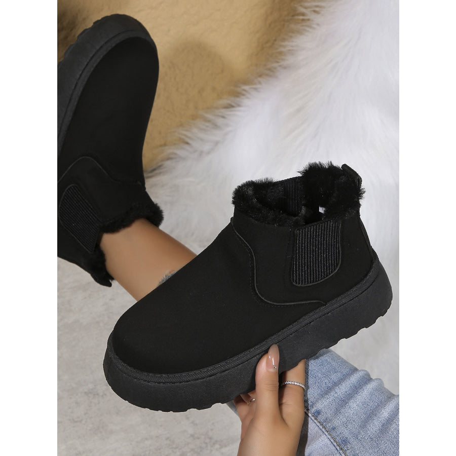 Suede Round Toe Platform Boots Apparel and Accessories