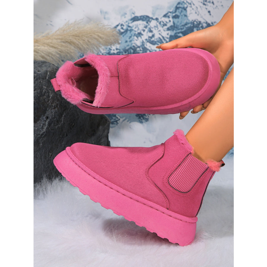 Suede Round Toe Platform Boots Apparel and Accessories