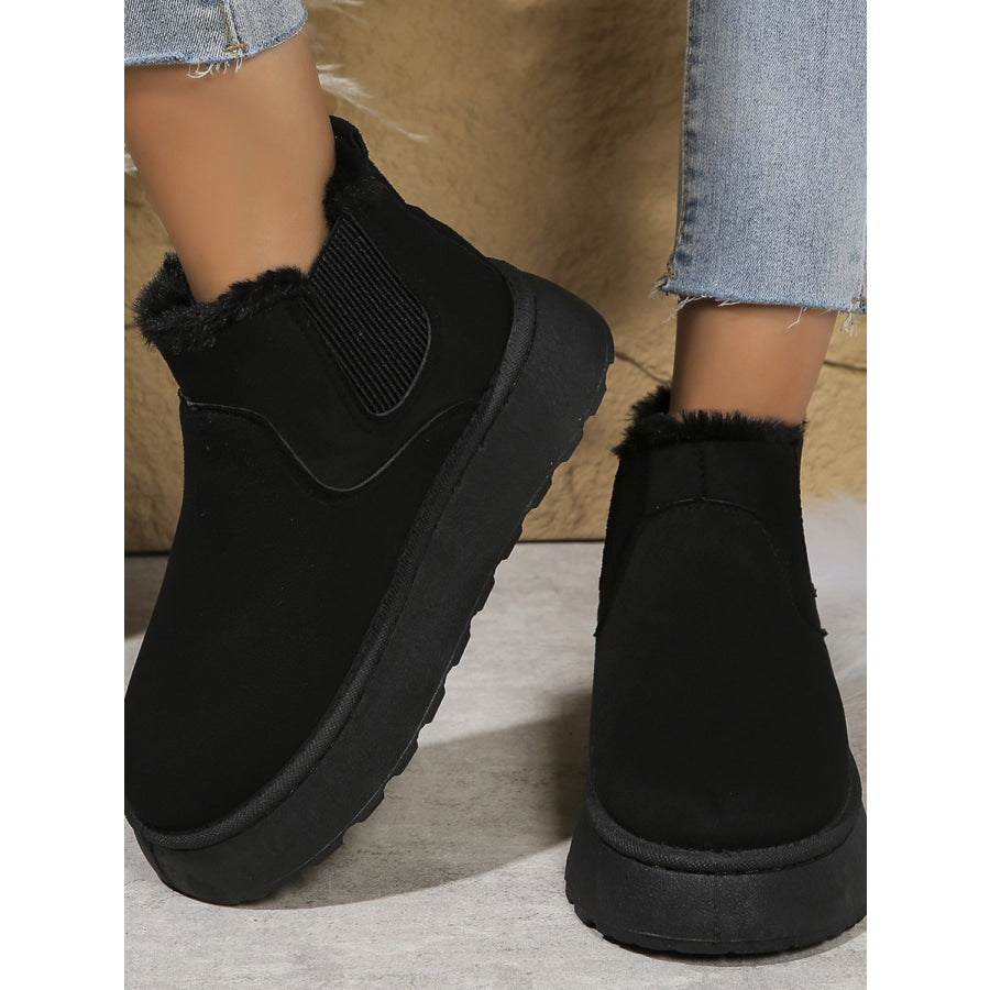 Suede Round Toe Platform Boots Apparel and Accessories