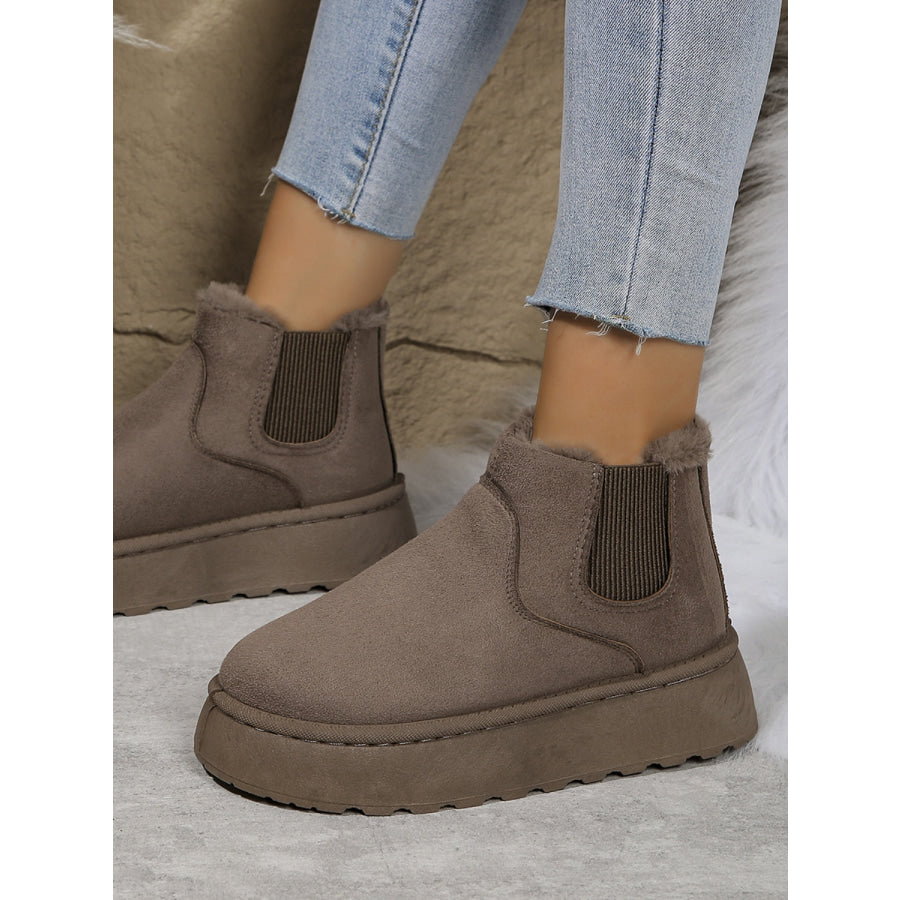 Suede Round Toe Platform Boots Apparel and Accessories