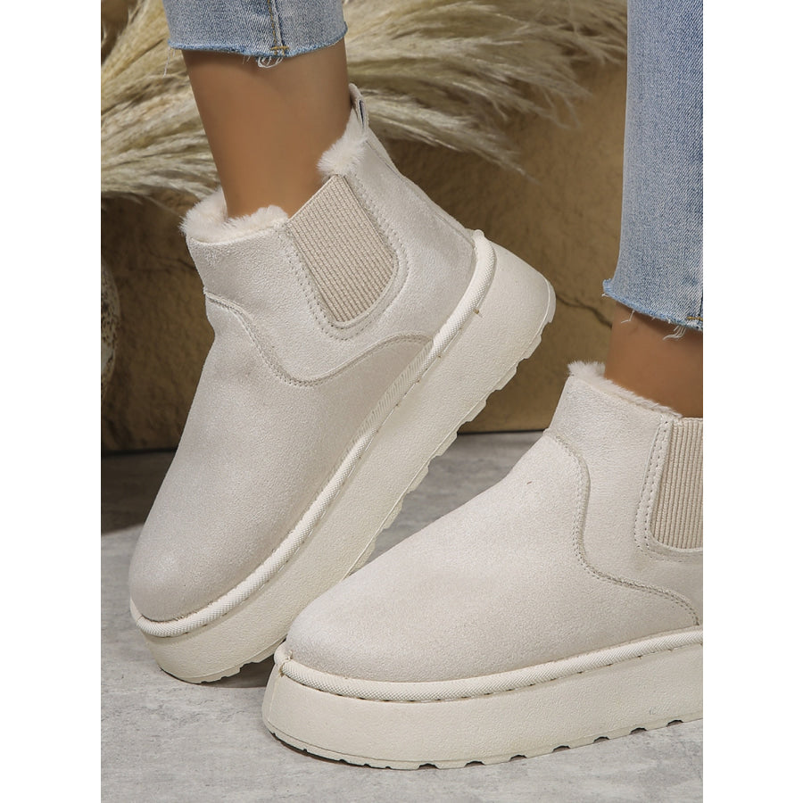 Suede Round Toe Platform Boots Apparel and Accessories