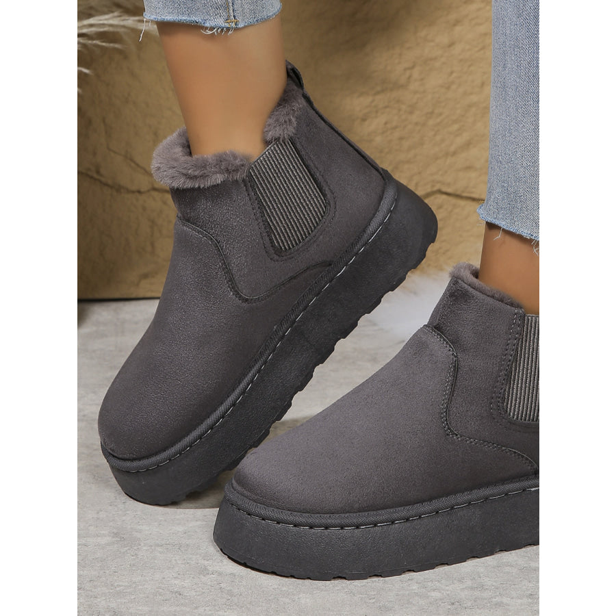 Suede Round Toe Platform Boots Apparel and Accessories