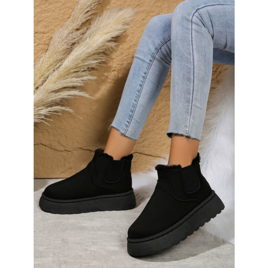 Suede Round Toe Platform Boots Black / 36(US5) Apparel and Accessories