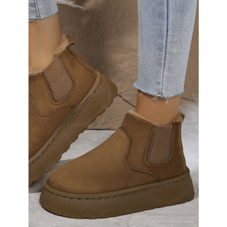 Suede Round Toe Platform Boots Camel / 36(US5) Apparel and Accessories