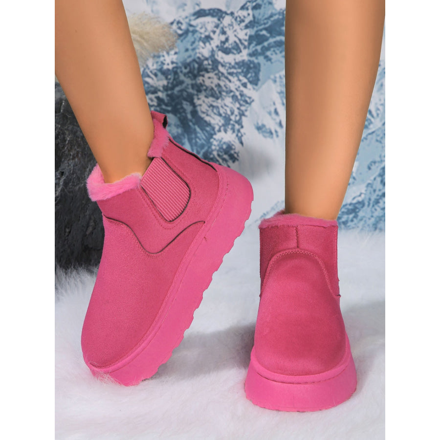 Suede Round Toe Platform Boots Hot Pink / 36(US5) Apparel and Accessories