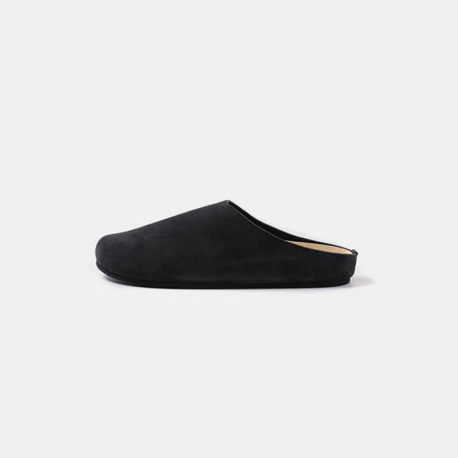 Suede Round Toe Slip-Ons Black / 35(US4) Apparel and Accessories