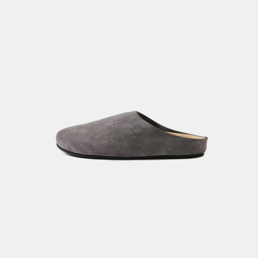 Suede Round Toe Slip-Ons Gray / 35(US4) Apparel and Accessories