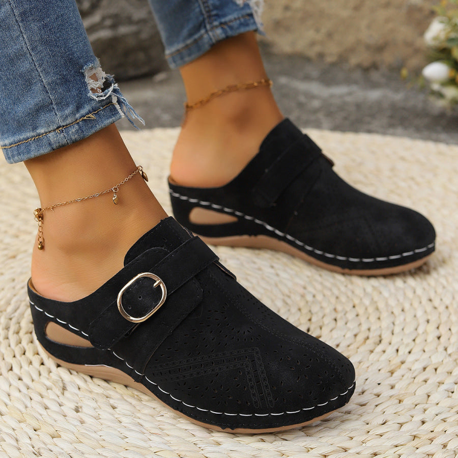 Suede Round Toe Wedge Sandals Apparel and Accessories