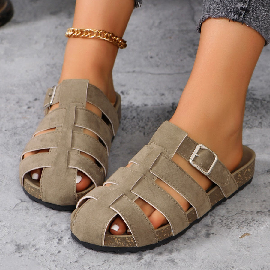 Suede Round Toe Woven Sandals Apparel and Accessories