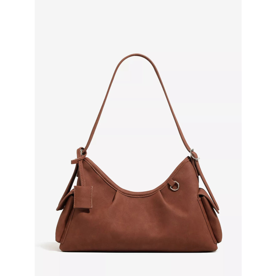 Suede Ruched Shoulder Bag Brown / onesize Apparel and Accessories