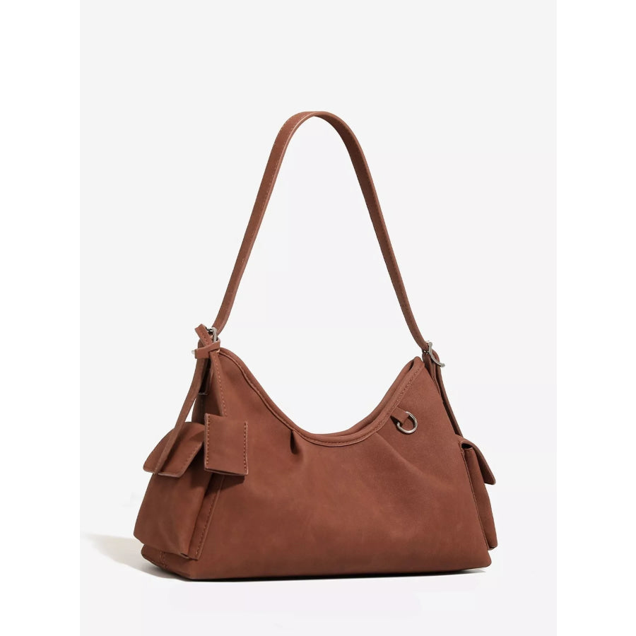 Suede Ruched Shoulder Bag Brown / onesize Apparel and Accessories