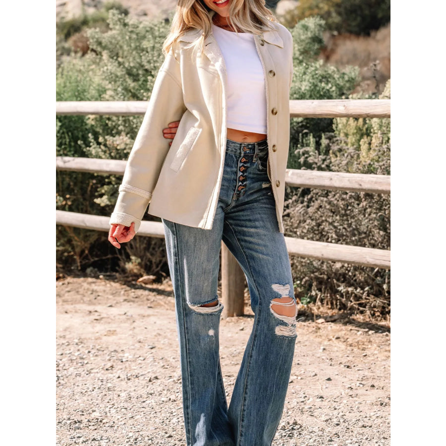 Suede Sherpa Lined Western Loose Jacket Apparel and Accessories