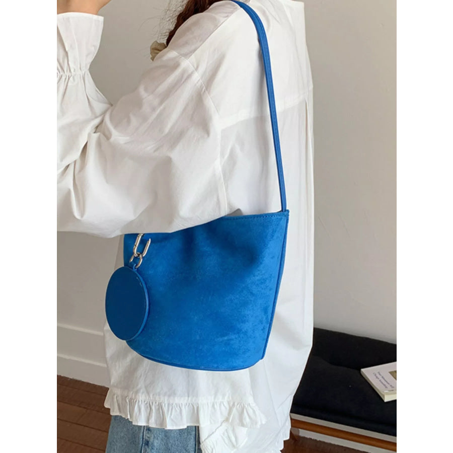 Suede Solid Color Bucket Bag Blue / onesize Apparel and Accessories