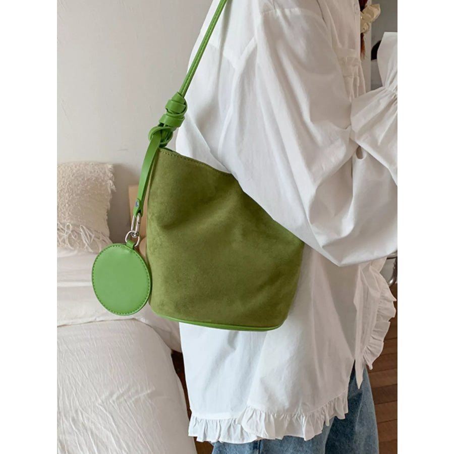 Suede Solid Color Bucket Bag Green / onesize Apparel and Accessories