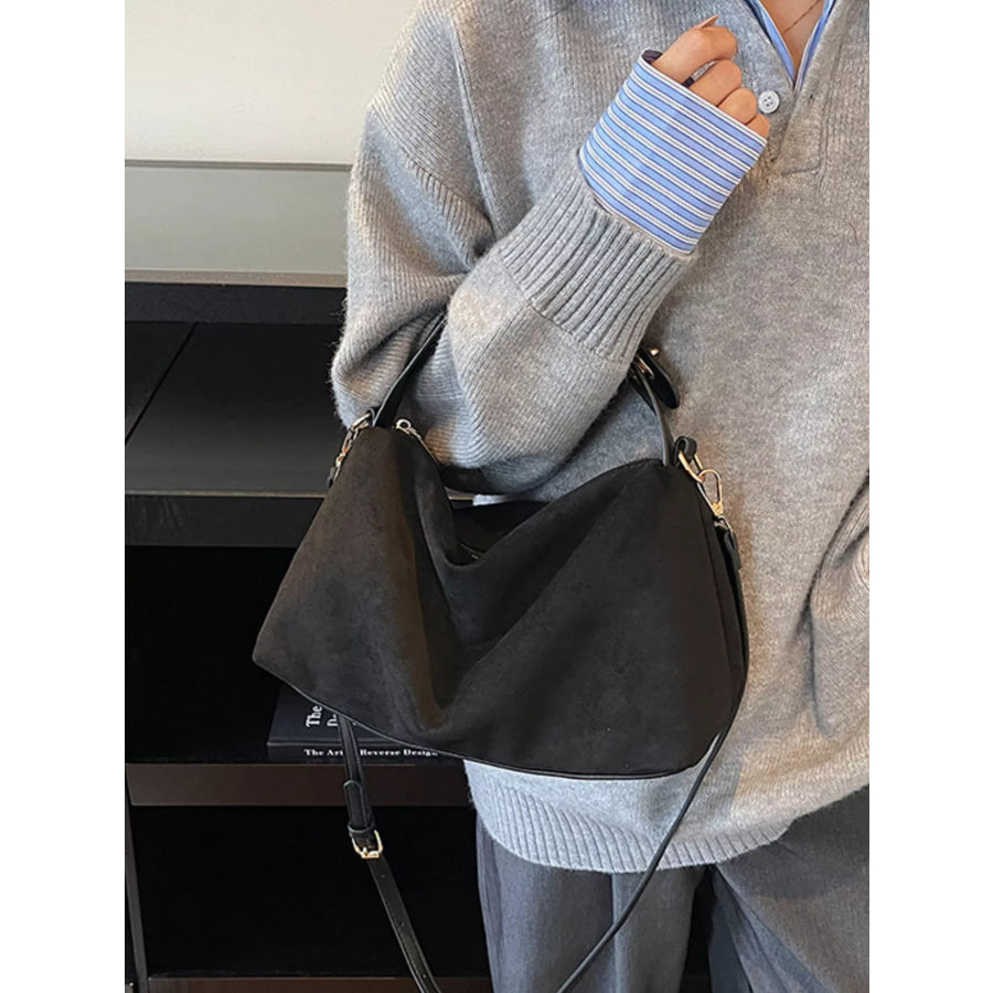Suede Texture Crossbody Bag Black / onesize Apparel and Accessories