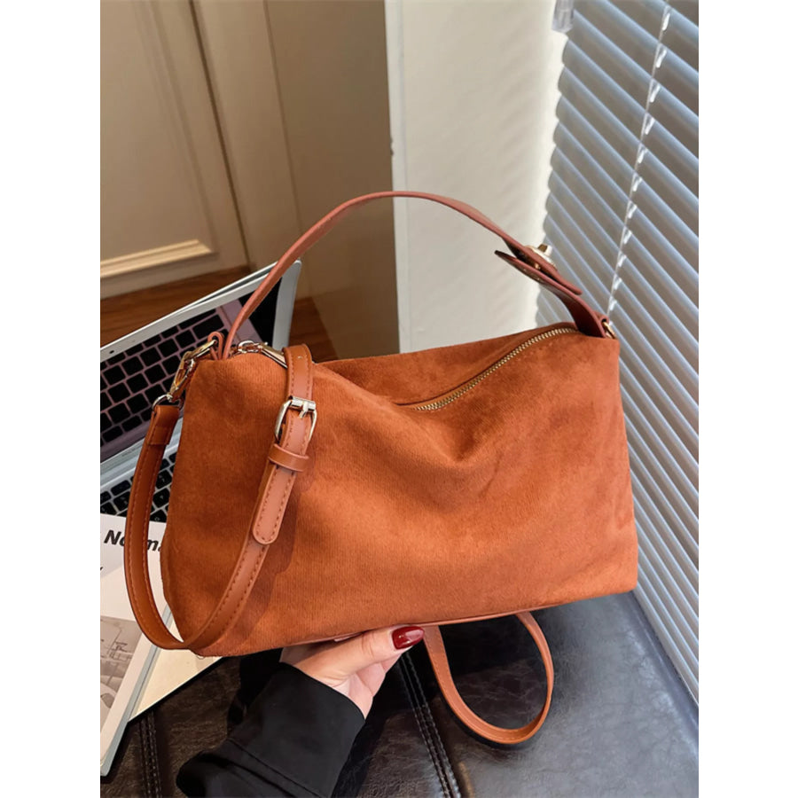Suede Texture Crossbody Bag Brown / onesize Apparel and Accessories