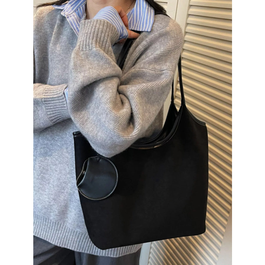 Suede Texture Shoulder Bag Black / One Size Apparel and Accessories