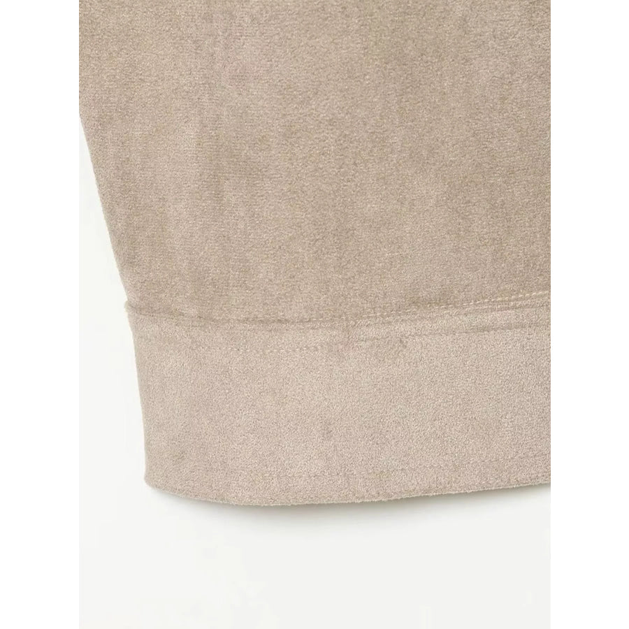 Suede Utility Bomber Zip-Up Jacket Apparel and Accessories