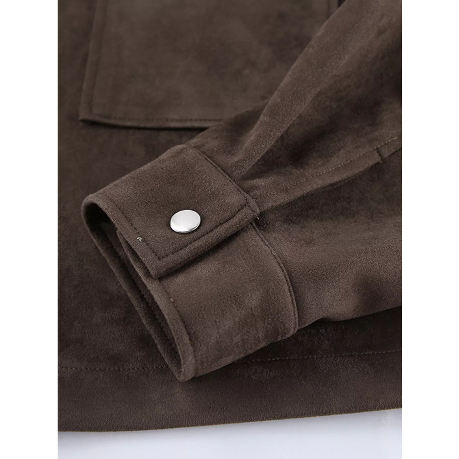 Suede Utility Jacket with Front Pockets Apparel and Accessories