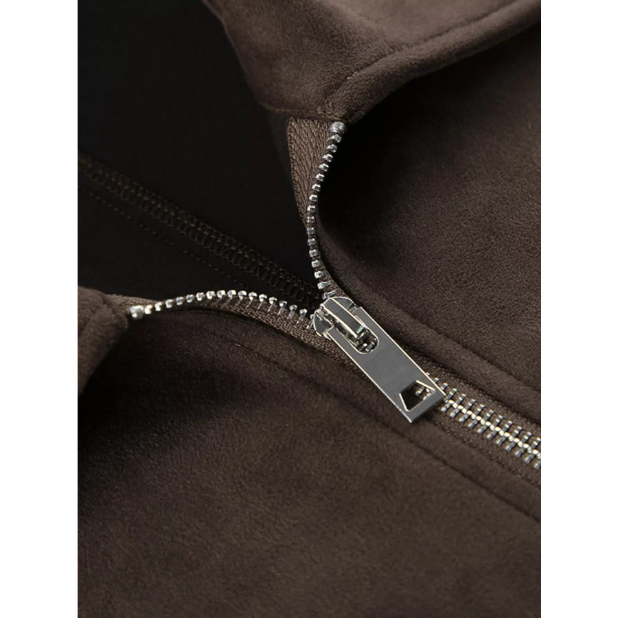 Suede Utility Jacket with Front Pockets Apparel and Accessories