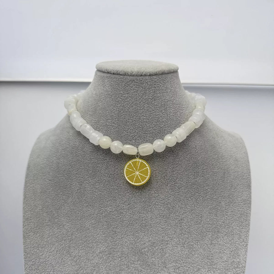 Summer Tropical Lemon Charm Beaded Choker Necklace Yellow / onesize Apparel and Accessories