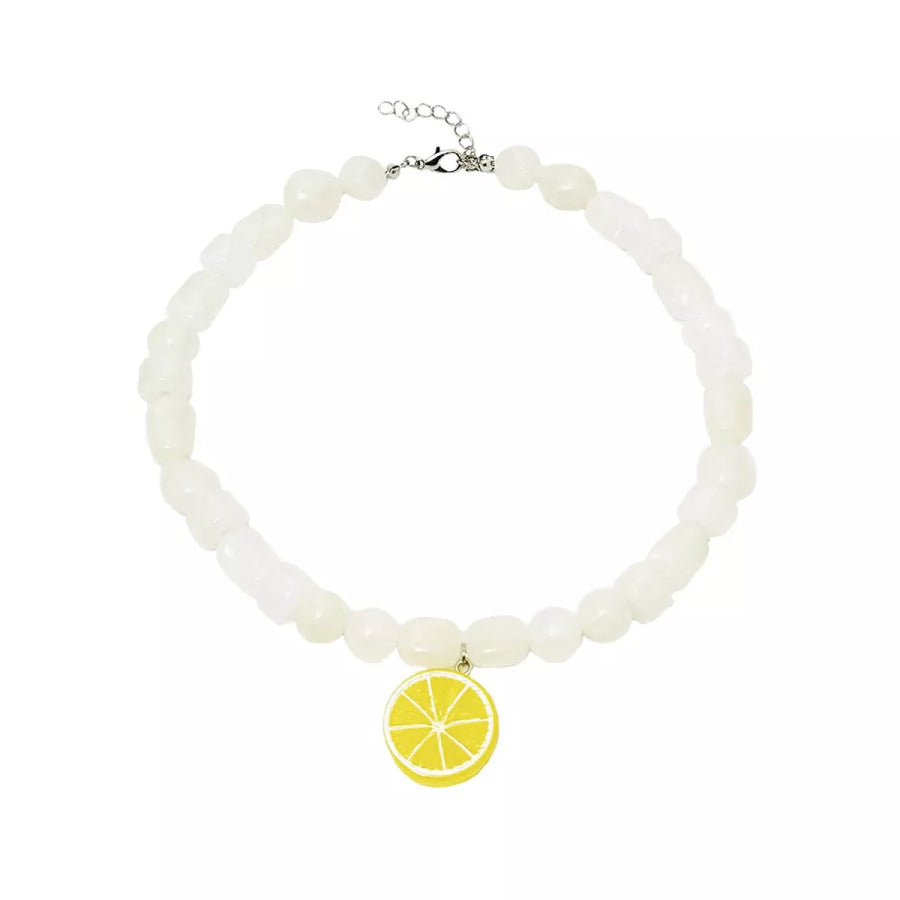 Summer Tropical Lemon Charm Beaded Choker Necklace Yellow / onesize Apparel and Accessories