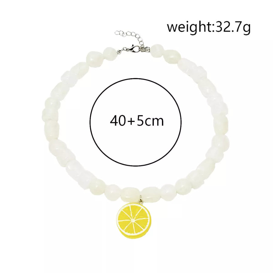 Summer Tropical Lemon Charm Beaded Choker Necklace Yellow / onesize Apparel and Accessories