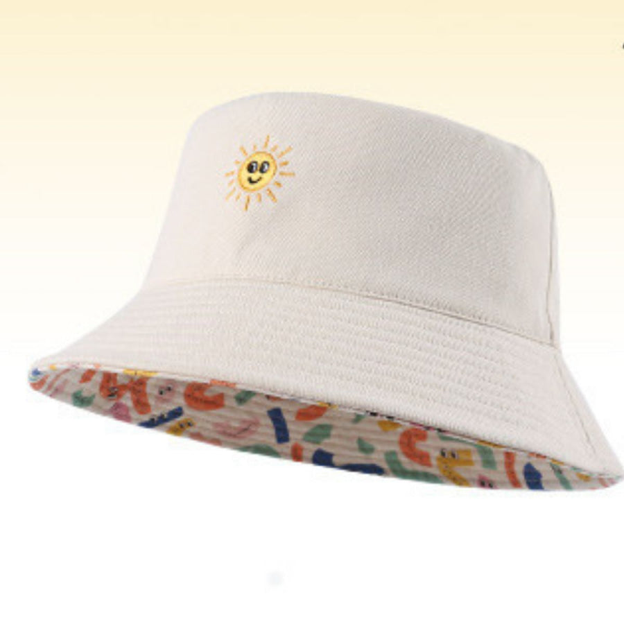 Sun Embroidered Bucket Hat Beige / One Size Apparel and Accessories