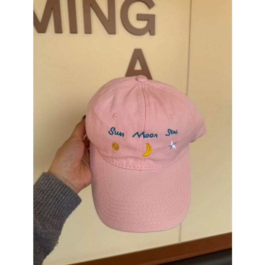 Sun Moon Star Embroidered Baseball Cap Apparel and Accessories