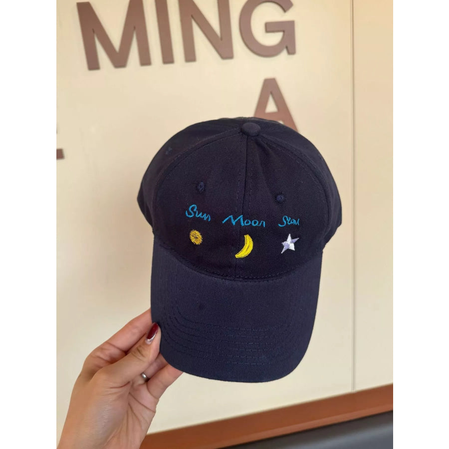 Sun Moon Star Embroidered Baseball Cap Apparel and Accessories