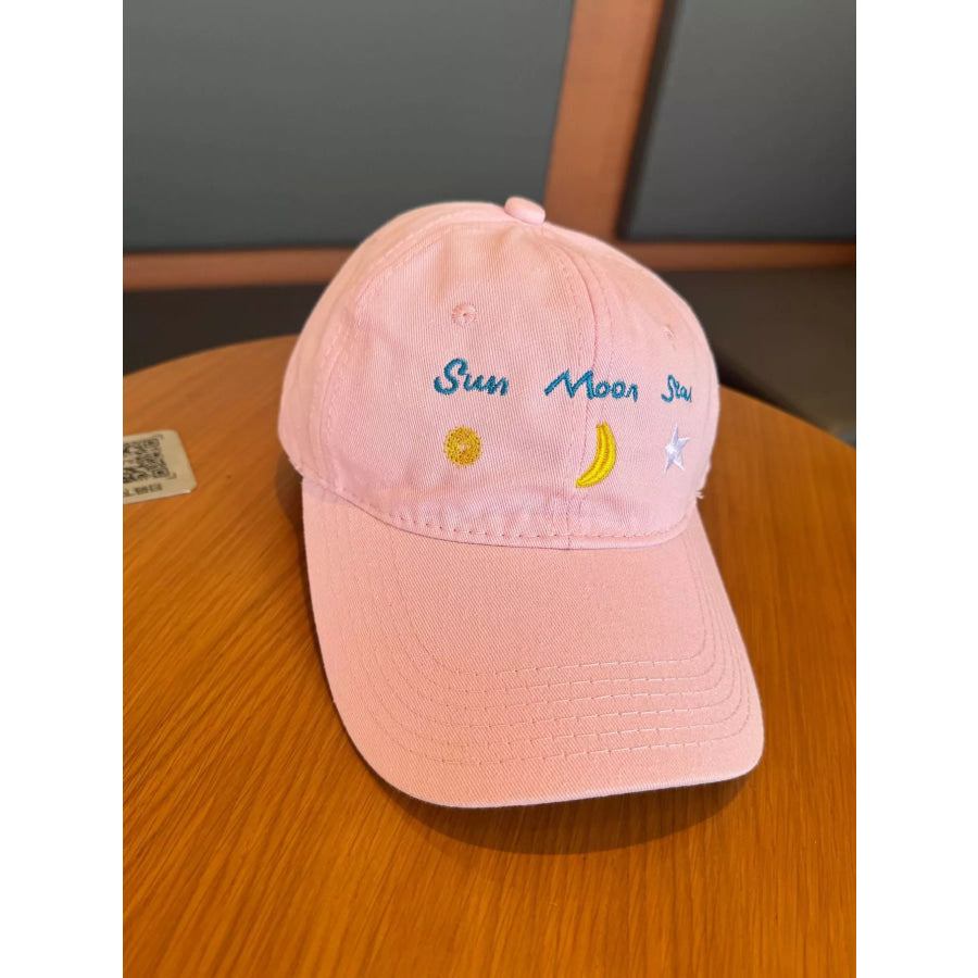 Sun Moon Star Embroidered Baseball Cap Blush Pink / One Size Apparel and Accessories