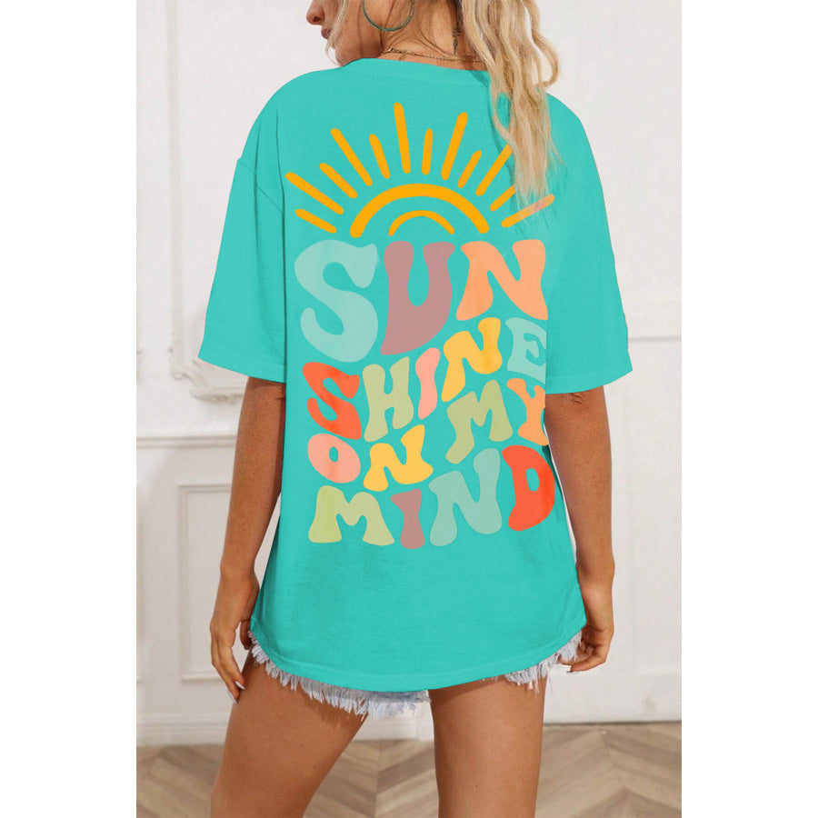 SUN SHINE ON MY MIND Round Neck T - Shirt Tiffany Blue / S Apparel and Accessories