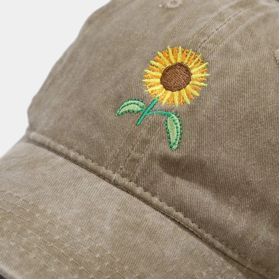 Sunflower Embroidered Baseball Cap Apparel and Accessories