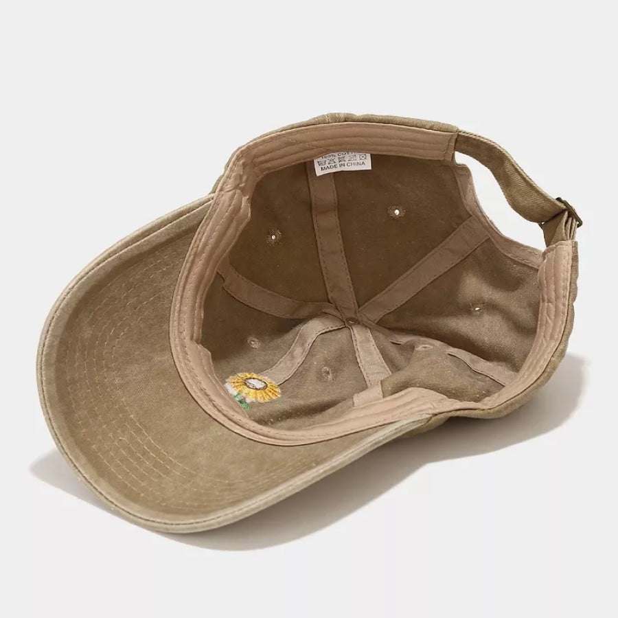 Sunflower Embroidered Baseball Cap Apparel and Accessories