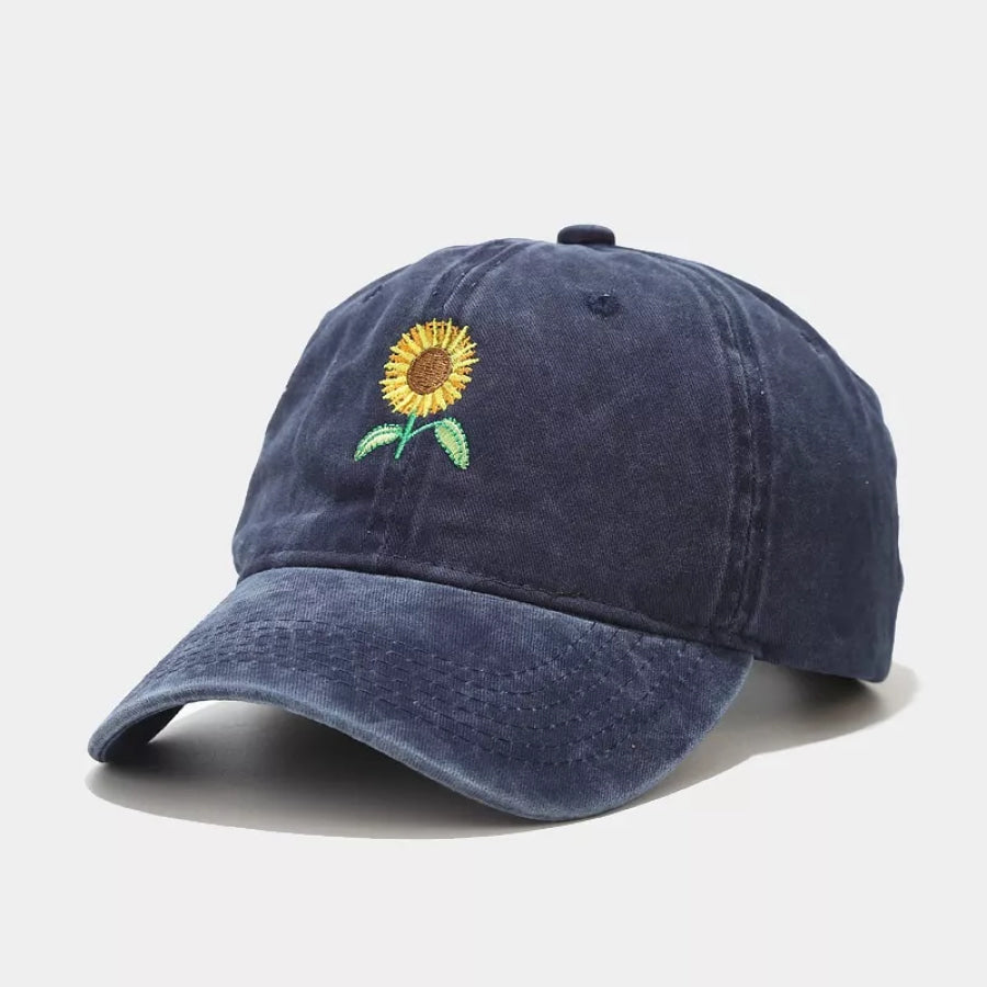 Sunflower Embroidered Baseball Cap Navy / One Size Apparel and Accessories