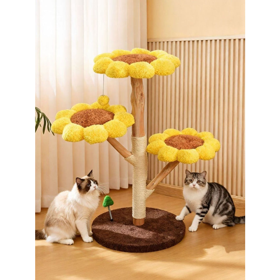 Sunflower Multi-Level Cat Tree & Condo Yellow / ONESIZE Apparel and Accessories