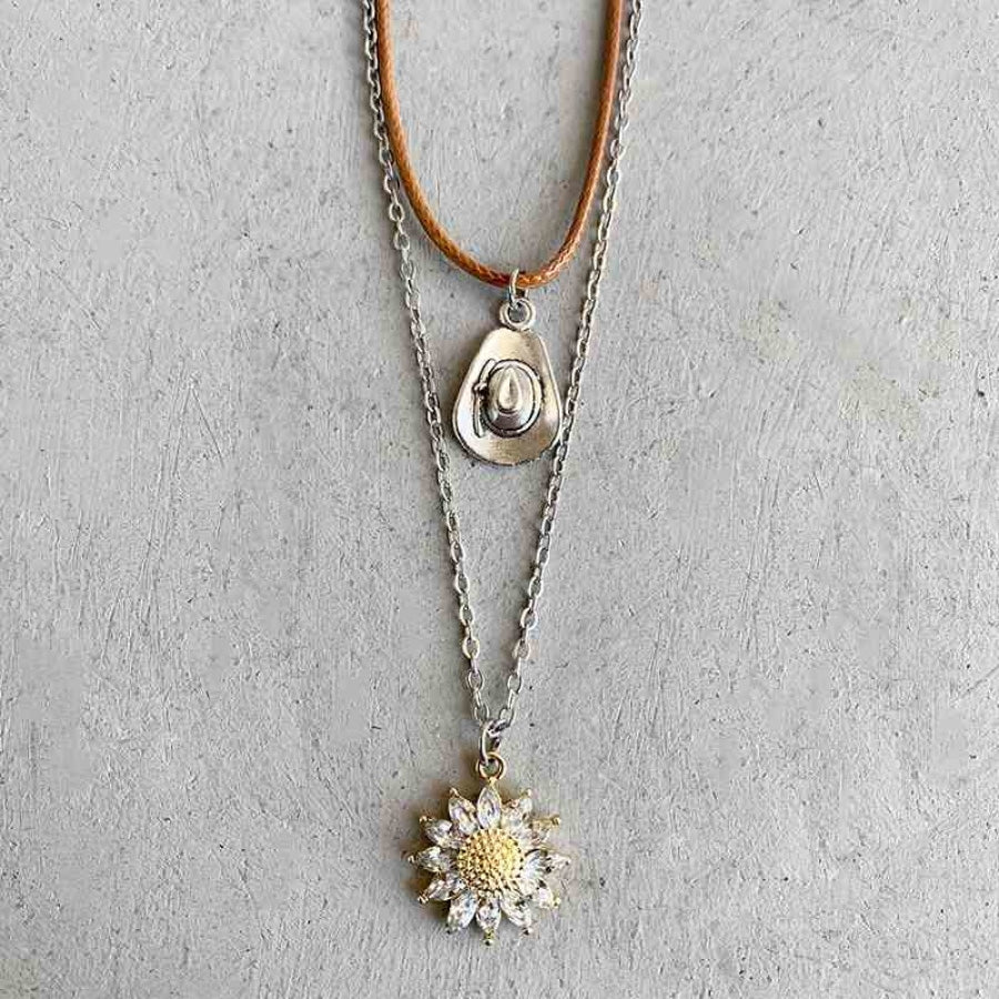 Sunflower Pendant Necklace Set Style A / One Size