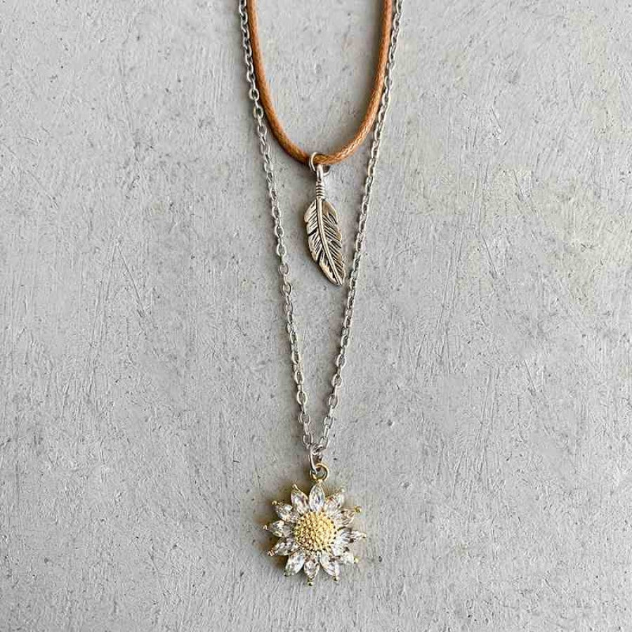 Sunflower Pendant Necklace Set Style C / One Size