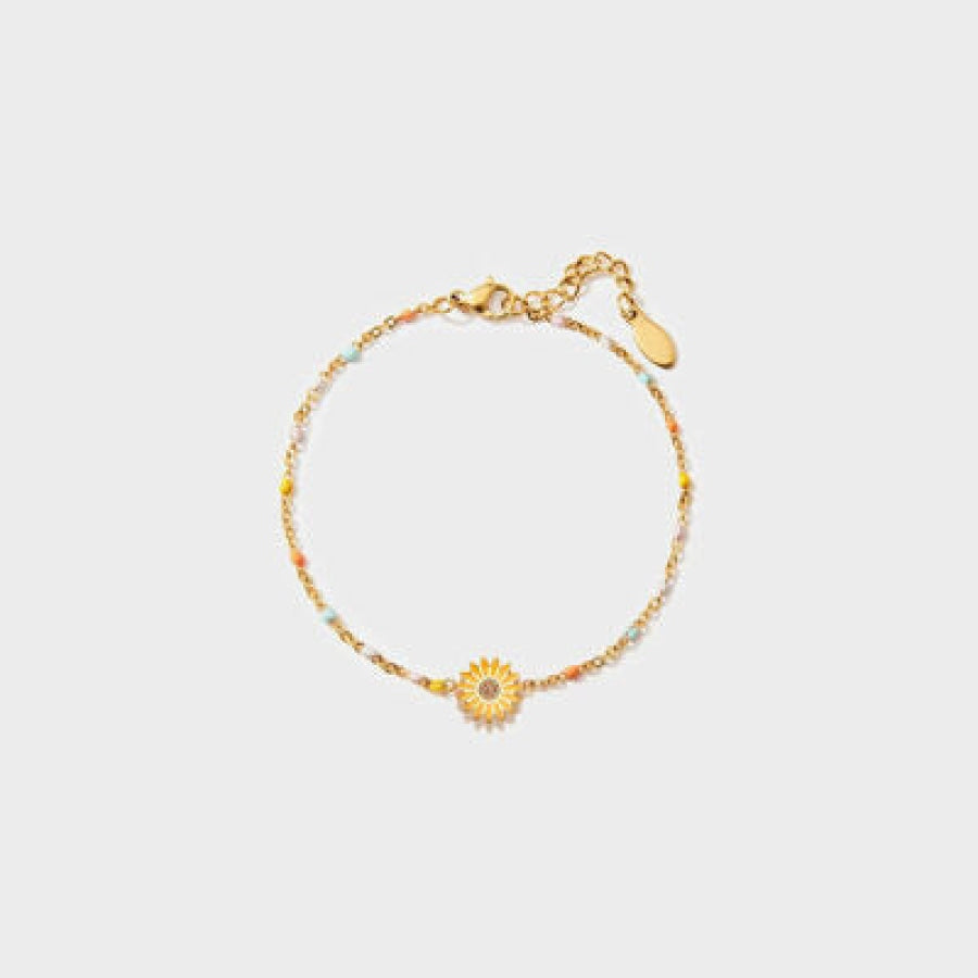 Sunflower Shape 18K Gold-Plated Bead Bracelet Gold / One Size Apparel and Accessories