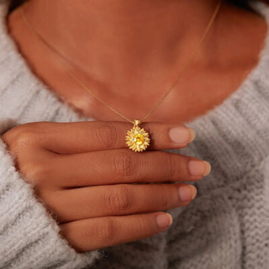 Sunflower Shape 18K Gold-Plated Pendant Necklace Gold / One Size Apparel and Accessories