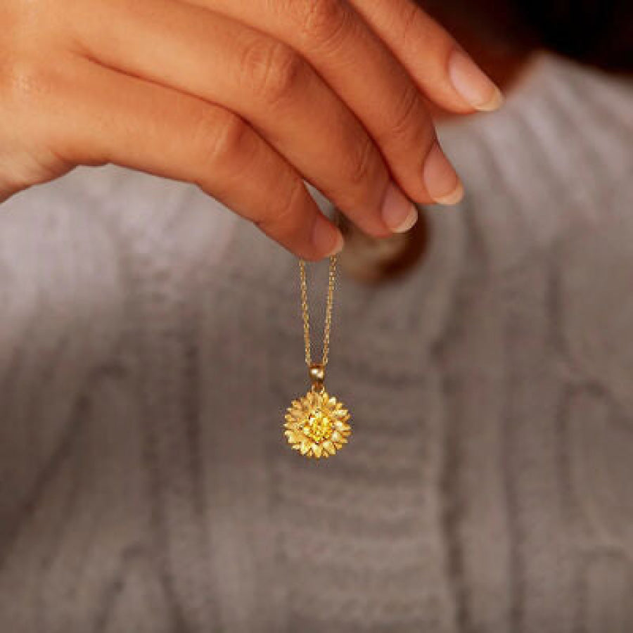 Sunflower Shape 18K Gold-Plated Pendant Necklace Gold / One Size Apparel and Accessories