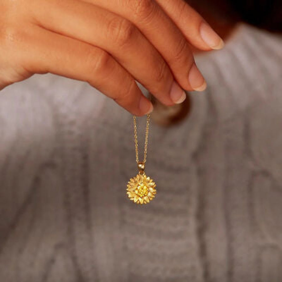 Sunflower Shape 18K Gold-Plated Pendant Necklace Gold / One Size Apparel and Accessories