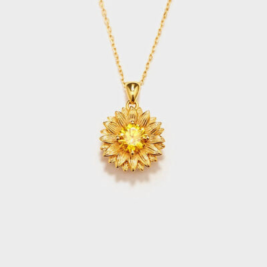 Sunflower Shape 18K Gold-Plated Pendant Necklace Gold / One Size Apparel and Accessories