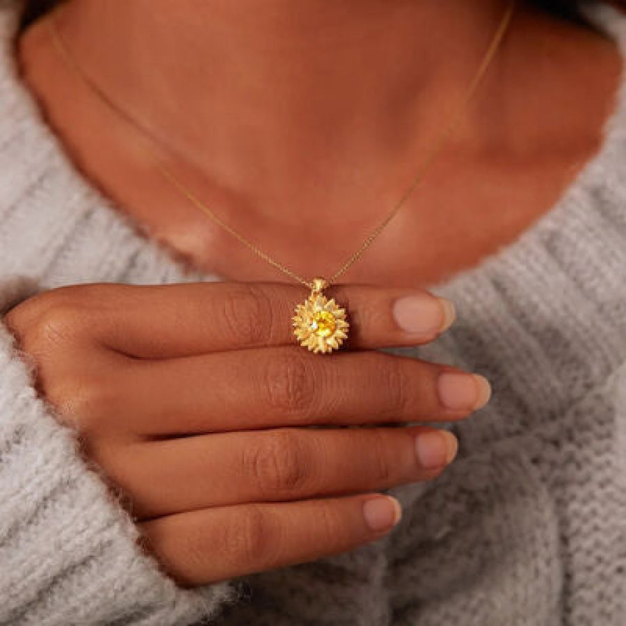 Sunflower Shape 18K Gold-Plated Pendant Necklace Gold / One Size Apparel and Accessories