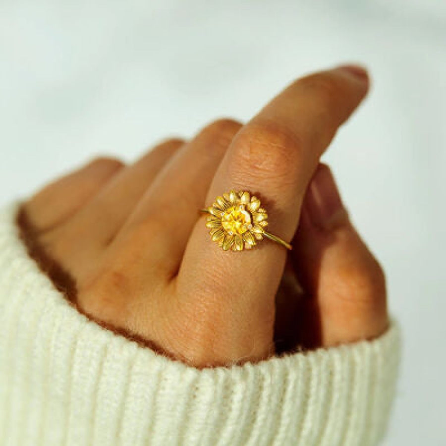 Sunflower Zircon 18K Gold-Plated Ring Clothing