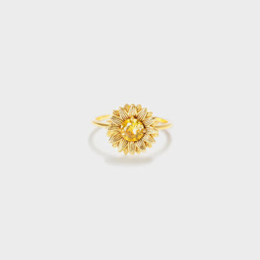 Sunflower Zircon 18K Gold-Plated Ring Gold / 6 Clothing