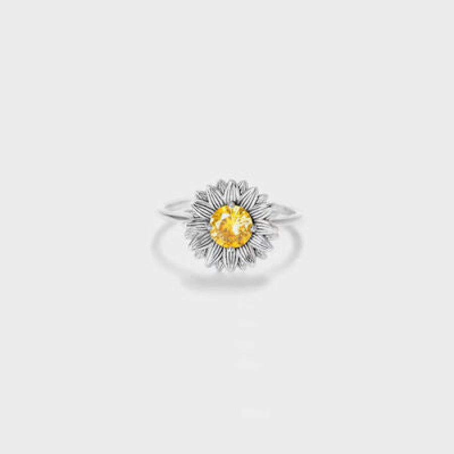 Sunflower Zircon 18K Gold-Plated Ring Silver / 6 Clothing