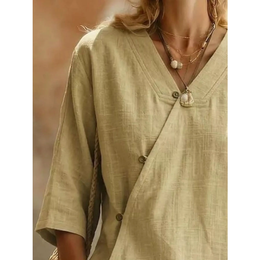 Surplice 3/4 Sleeve Blouse Apparel and Accessories